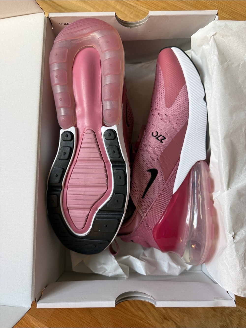 Nike Air Max 270 Women's Pink/Black Athletic Sneakers - Picture 2 of 3